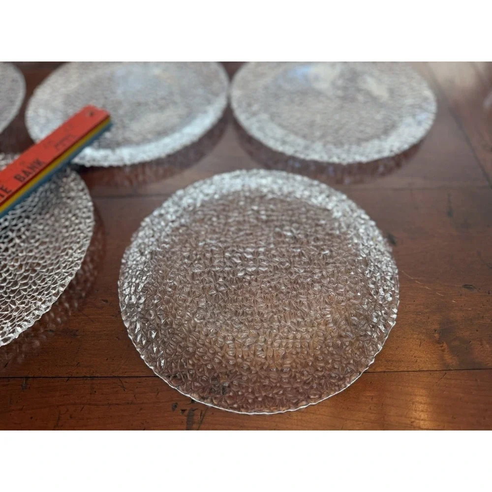 Vintage Vetropuro Clear Pebble Textured Glass Plates 8